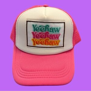 NWT “Yeehaw” Hot Pink & White Snapback Foam Trucker Hat.